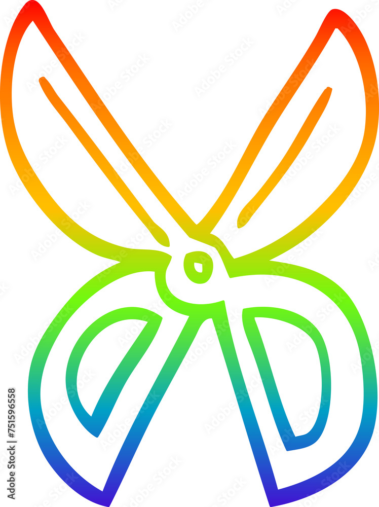 rainbow gradient line drawing cartoon scissors rainbow gradient line drawing cartoon scissors