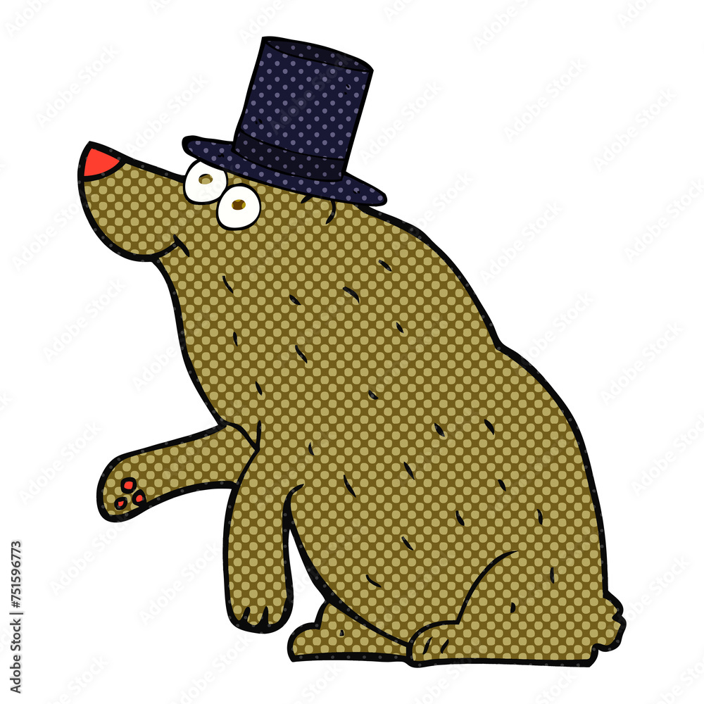 Obraz premium cartoon bear in top hat