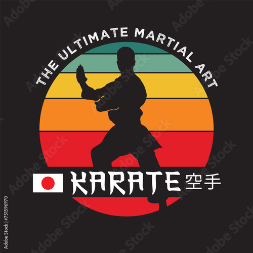 Karate Martial Art vector illustration in retro style and color design, perfect for t shirt design