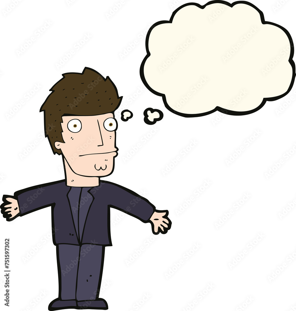 cartoon confused man with thought bubble cartoon confused man with thought bubble