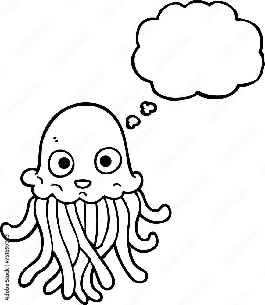 Fototapeta premium thought bubble cartoon octopus