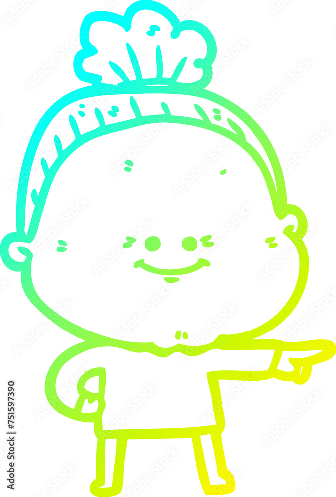 cold gradient line drawing cartoon happy old woman cold gradient line drawing cartoon happy old woman