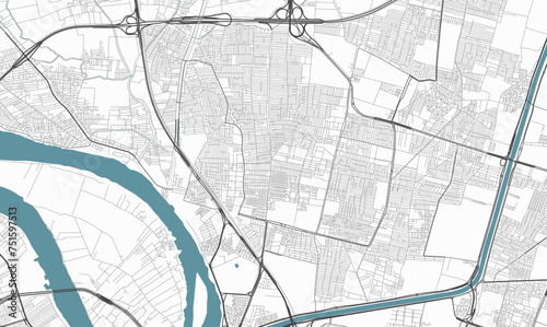 Map of Shubra El Kheima, Egypt. Detailed city map, metropolitan area border.