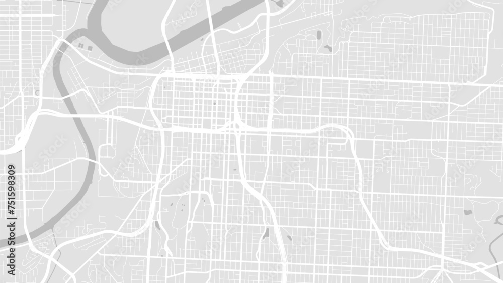 Background Kansas City, Missouri map, USA, white and light grey city poster. Vector map with roads and water.