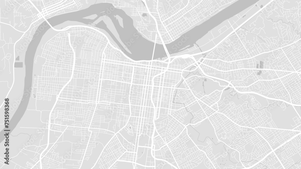 Map of Louisville, Kentucky, USA. Detailed city map, metropolitan area border.