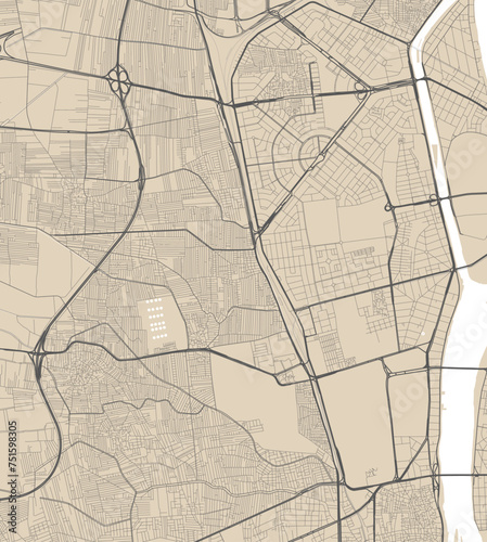 Giza map, Egypt. City map, vector streetmap.