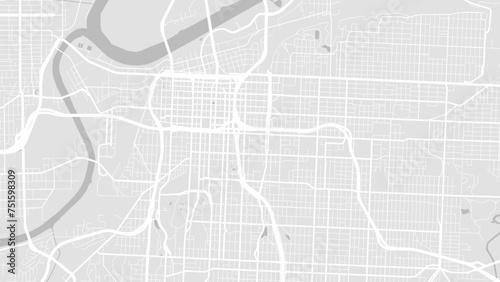 Background Kansas City, Missouri map, USA, white and light grey city poster. Vector map with roads and water. photo