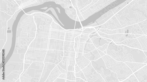 Map of Louisville, Kentucky, USA. Detailed city map, metropolitan area border.