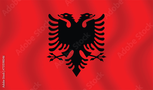 Flat Illustration of Albania flag. Albania national flag design. Albania Wave flag.
