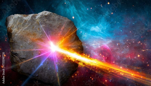 Cosmic Chaos: Abstract Space Background with Burning Comet and Flashing Lasers"