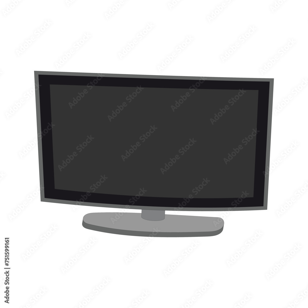 Vector image of a flat black TV on a stand