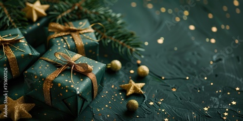 Festive Christmas Gifts with Golden Decorations © Orod