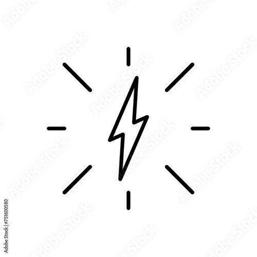 Simple thunder line icon. Stroke pictogram. Vector illustration isolated on a white background. Premium quality symbol. Vector sign for mobile app and web sites.