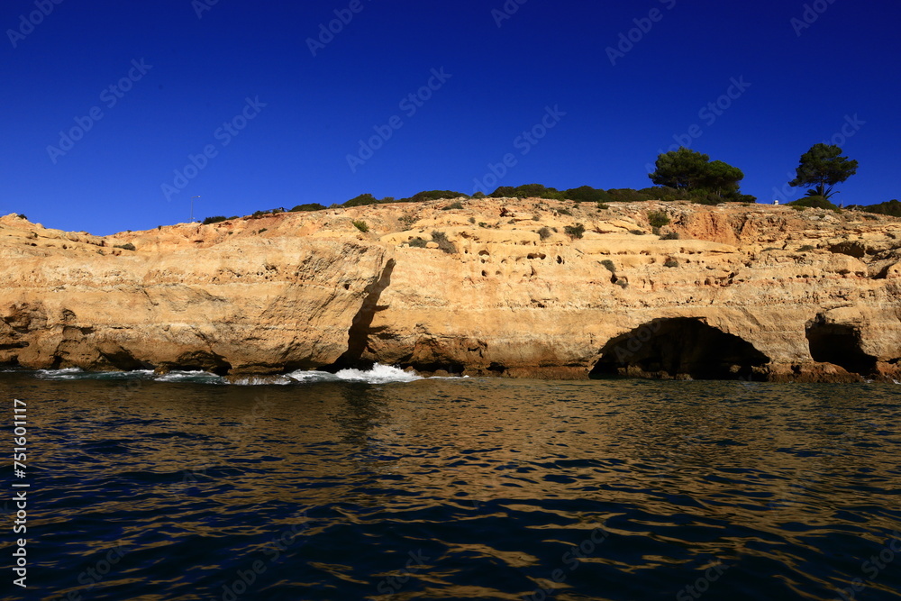 View of the Algarve coast which is an administrative region located in the south of mainland Portugal