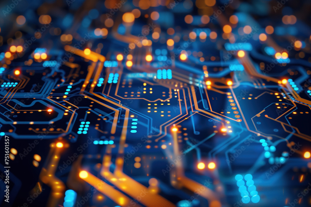 Electronic circuit board. Futuristic Hi-Tech slide background. Created ...