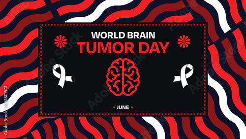 World Brain Tumor Day background with Ribbon and border design. June 8 is observed as Brain Tumor Day, wallpaper