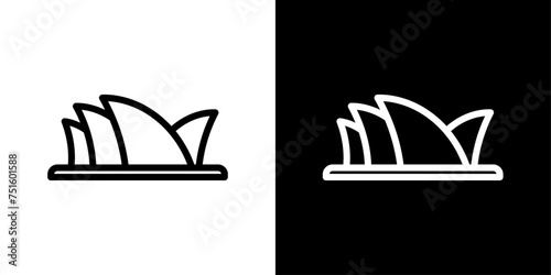 Sydney Opera House Line Icon on White Background for web. photo