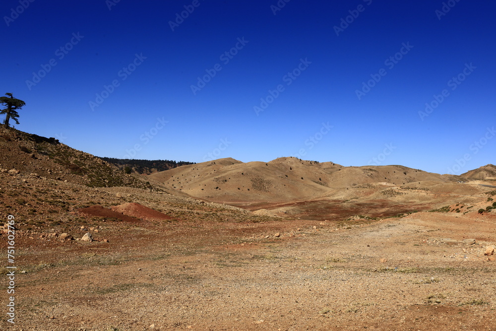 View on a mountain in the Middle Atlas which is a mountain range in Morocco