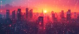 Vibrant Animated City Lights at Sunset, To provide a captivating and unique visual for use in digital design, advertising, and social media campaigns