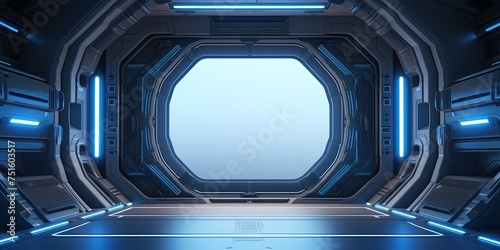 Fototapeta Naklejka Na Ścianę i Meble -  Space station or Sci-fi style futuristic facility external panel surface background. Exterior of scifi device.
