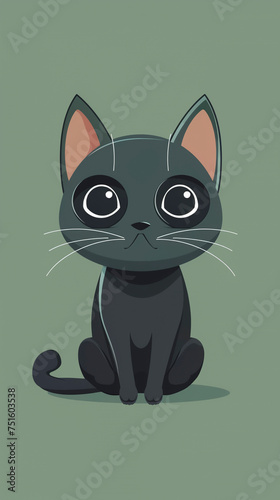 Adorable Black Kitty  Cute Drawing with Enchanting large Eyes