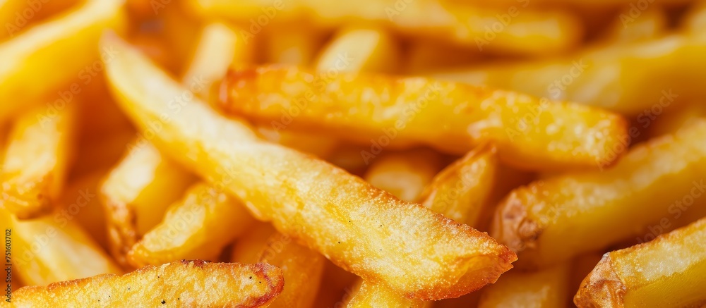 Delicious pile of golden crispy French fries in a heap on a plate Delicious pile of golden crispy French fries in a heap on a plate