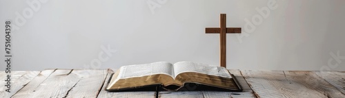 Old Holy Bible in a clean white minimalist setting where faith meets design