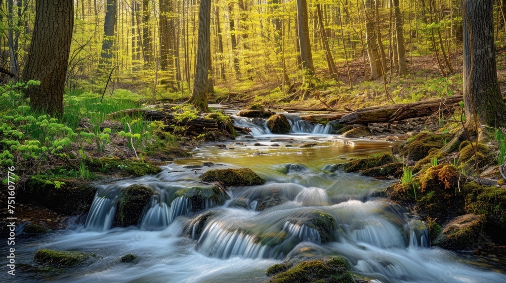 Fototapeta premium Serene Forest Creek at Sunset