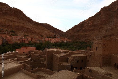 View on a village in the Todgha Gorges in the eastern part of the High Atlas Mountains in Morocco © clement