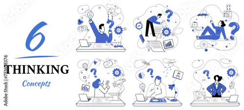 Change management vector illustration. Strategic innovation is microscope through which businesses examine intricate details improvement Progress in business strategy is golden path leading