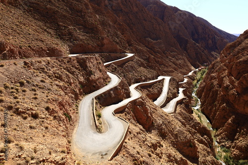 viewpoint of the famous Dadès Gorges valley, and traditional winding road from the Tisdrine pass to the top of the Atlas, Morocco
