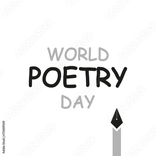 Poetry day world pen, vector art illustration.