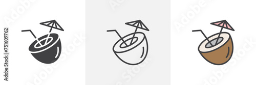 Coconut Drink Isolated Line Icon Style Design. Simple Vector Illustration
