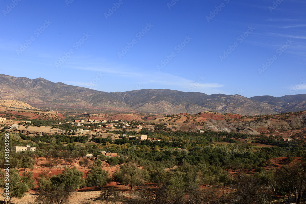 View on a village in the Middle Atlas is a mountain range in Morocco.