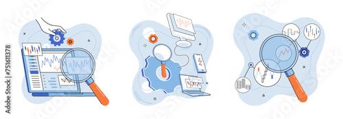 Data analysis. Vector illustration. The banking sector relies on data analysis to assess risk and optimize financial operations Business commerce is increasingly driven by data and analytics