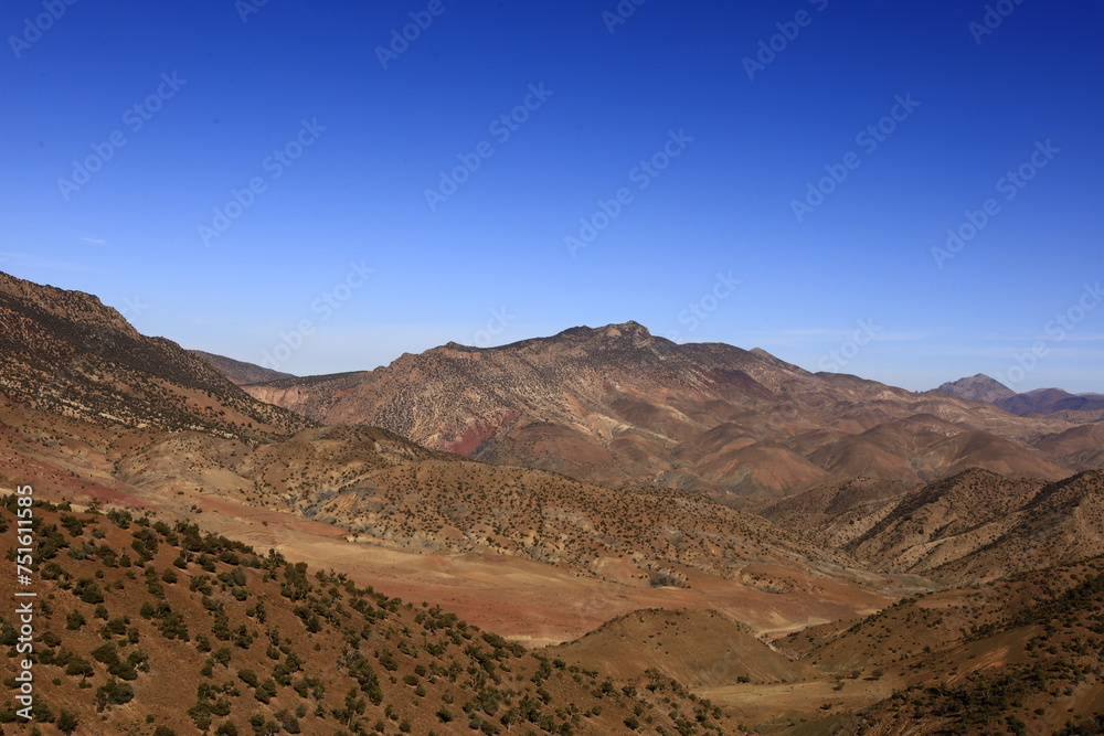 Fototapeta premium View on a mountain in the High Atlas is a mountain range in central Morocco, North Africa, the highest part of the Atlas Mountains