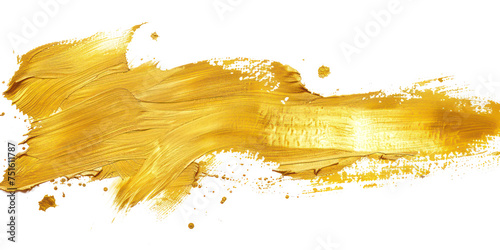 Gold ink brush stroke, Gold brush splashes isolated on transparent png.