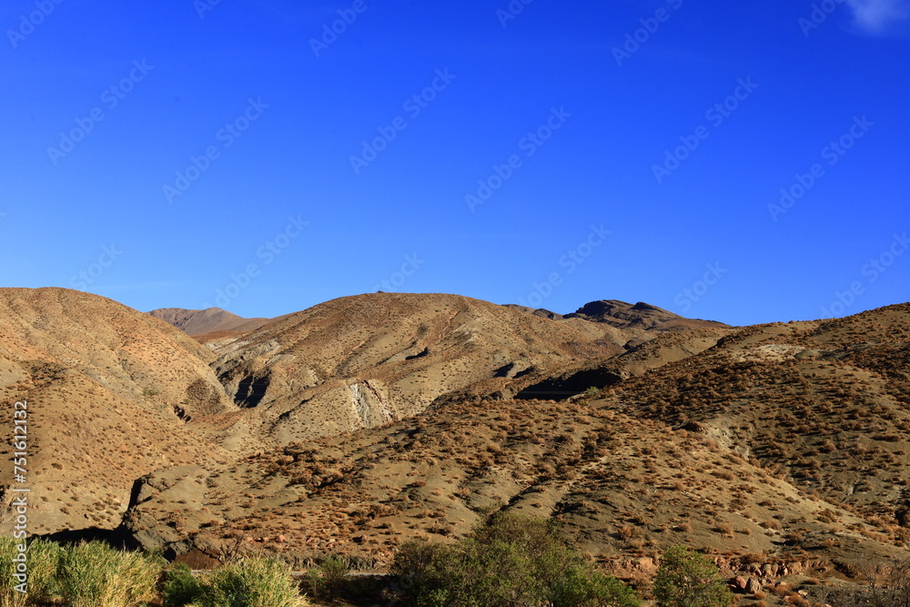 View on a mountain in the High Atlas which is a mountain range in central Morocco, North Africa, the highest part of the Atlas Mountains View on a mountain in the High Atlas which is a mountain range in central Morocco, North Africa, the highest part of the Atlas Mountains