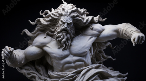 Sculpture classique d'un dieu mythologique en pose puissante photo