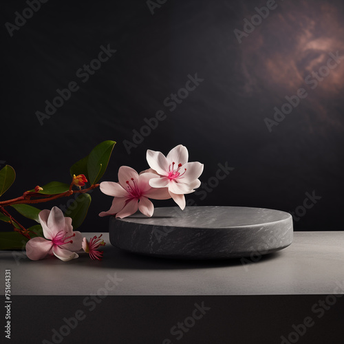Luxury Product Showcase with Black Stone Material.