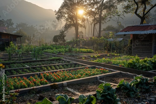 Sunlit Vegetable Garden in Sumatran Style photo