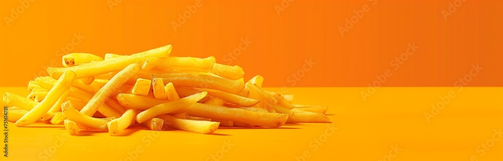fried French fries isolated against orange background fried French fries isolated against orange background
