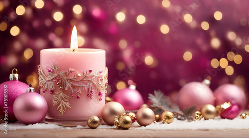 Default Pink  Christmas Banner Of Light Up Candle Ornaments An 1. Genrative.ai 