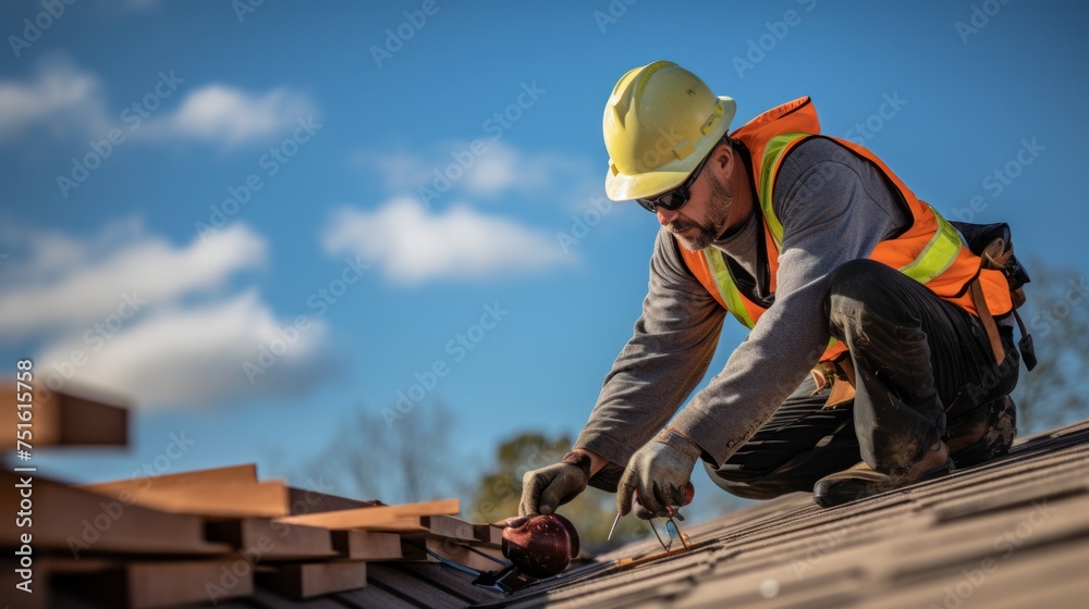 roofer and craftsman is working and installing on rooftop roofer and craftsman is working and installing on rooftop