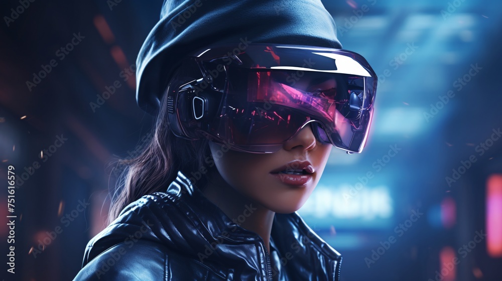 Girl delves into virtual reality. Adorable VR experience brings joy. Girl delves into virtual reality. Adorable VR experience brings joy.