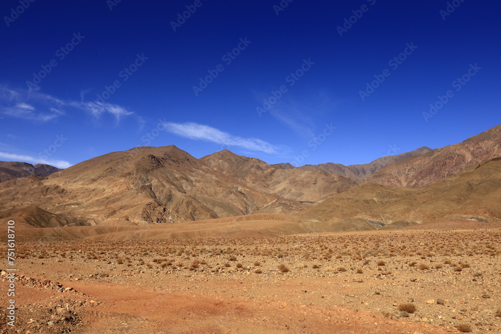 View on a mountain in the High Atlas  which is a mountain range in central Morocco, North Africa, the highest part of the Atlas Mountains