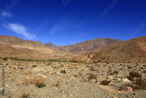 View on a mountain in the High Atlas  which is a mountain range in central Morocco  North Africa  the highest part of the Atlas Mountains