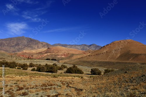 View on a mountain in the High Atlas  which is a mountain range in central Morocco  North Africa  the highest part of the Atlas Mountains