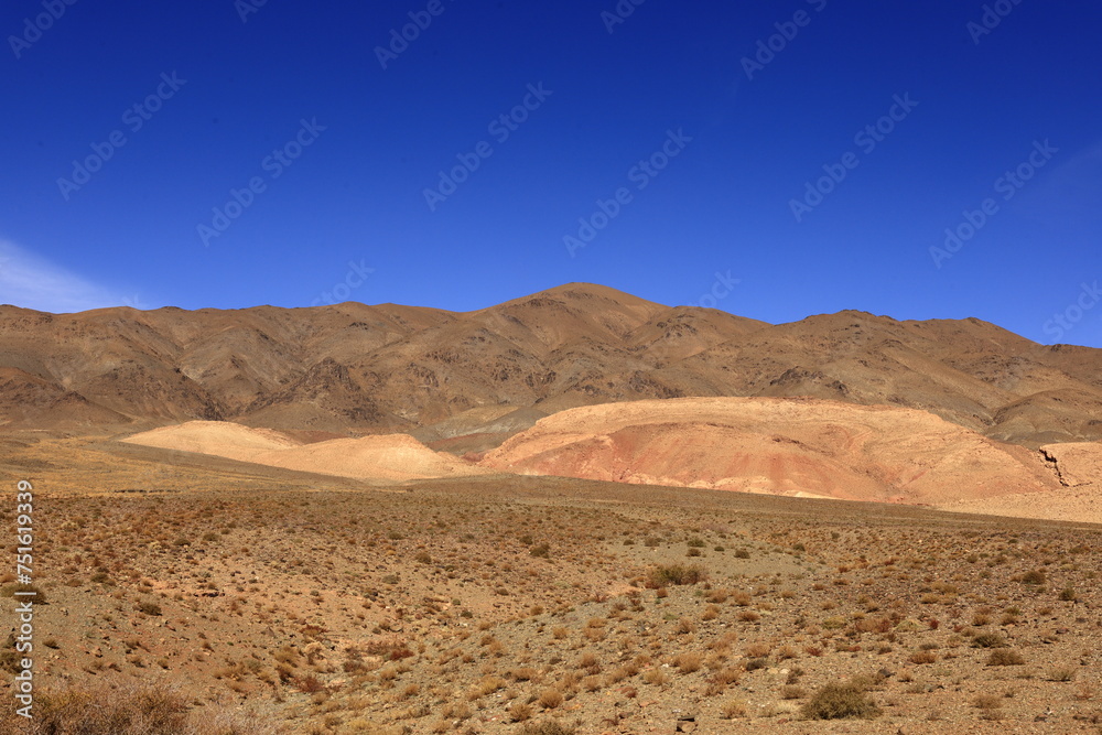 View on a mountain in the High Atlas  which is a mountain range in central Morocco, North Africa, the highest part of the Atlas Mountains