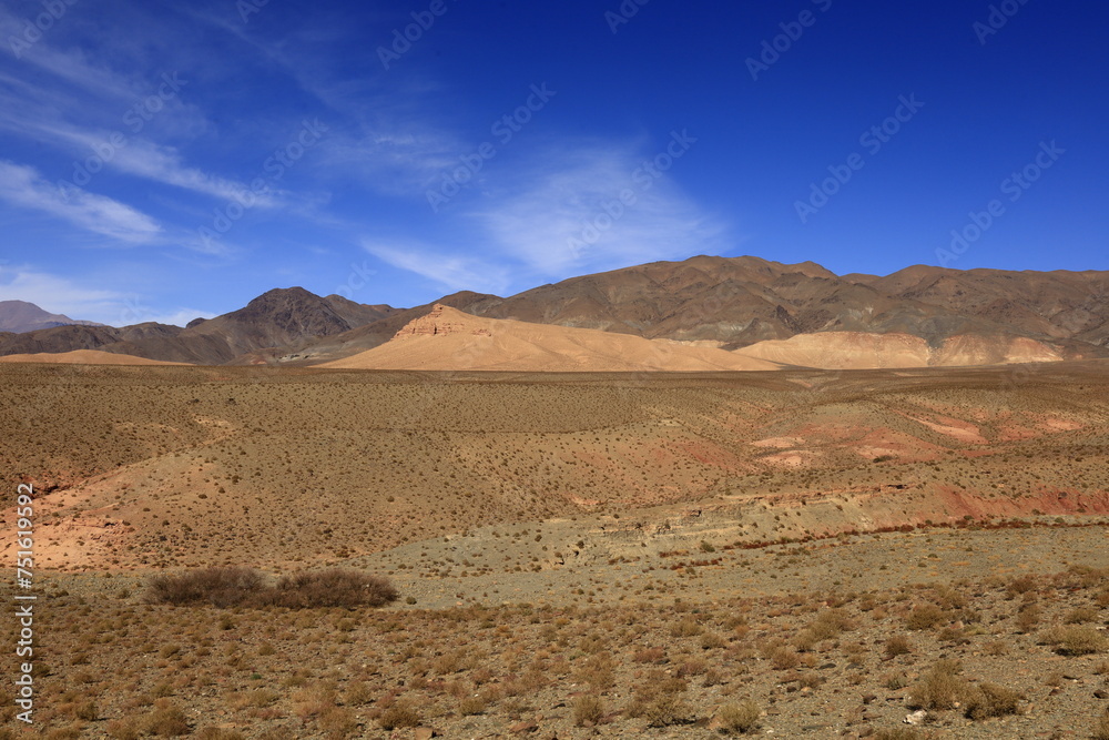 View on a mountain in the High Atlas  which is a mountain range in central Morocco, North Africa, the highest part of the Atlas Mountains